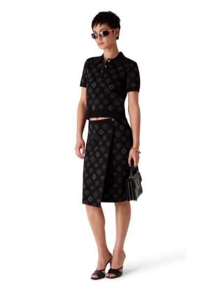 BLACK JACQUARD MONOGRAM SKIRT