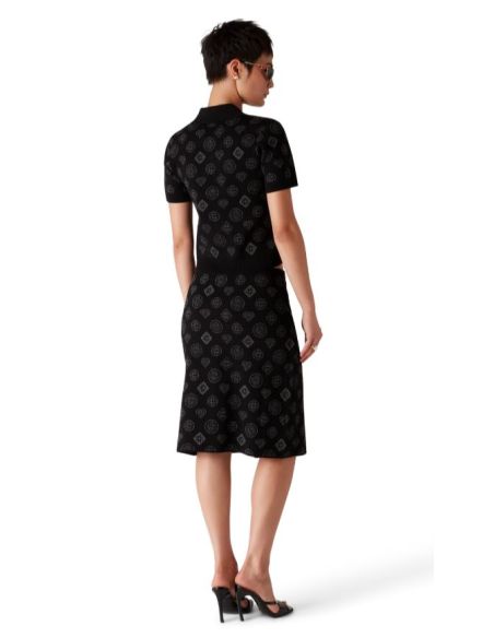 BLACK JACQUARD MONOGRAM SKIRT