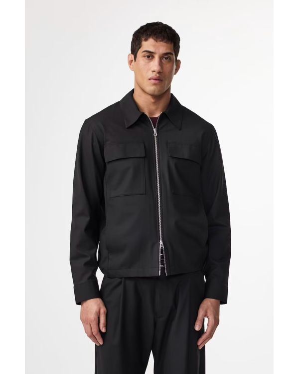 ALBAN BLACK TWO-WAY ZIPPER HYBRID JACKET
