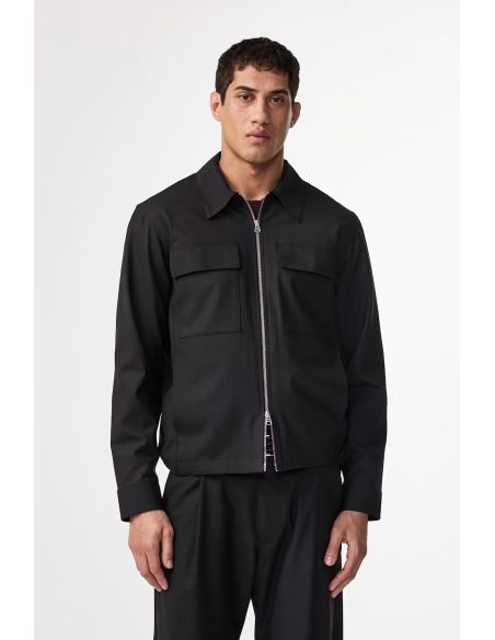 ALBAN BLACK TWO-WAY ZIPPER HYBRID JACKET