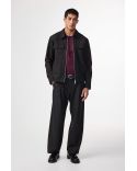 ALBAN BLACK TWO-WAY ZIPPER HYBRID JACKET