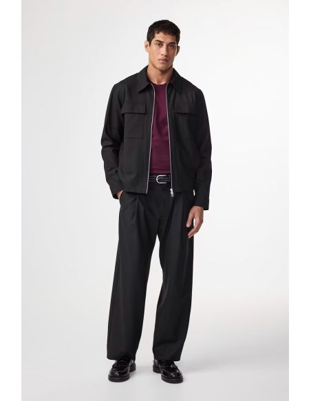 ALBAN BLACK TWO-WAY ZIPPER HYBRID JACKET