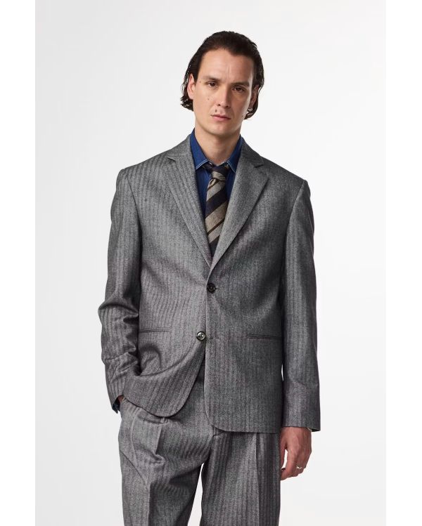 TIMO BLACK MELANGE HERRINGBONE BLAZER