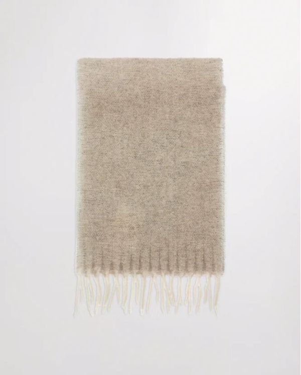 TWO ECRU MULTI WOOL BLAND SCARF