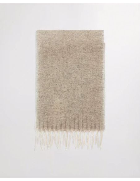 TWO ECRU MULTI WOOL BLAND SCARF