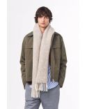 TWO ECRU MULTI WOOL BLAND SCARF