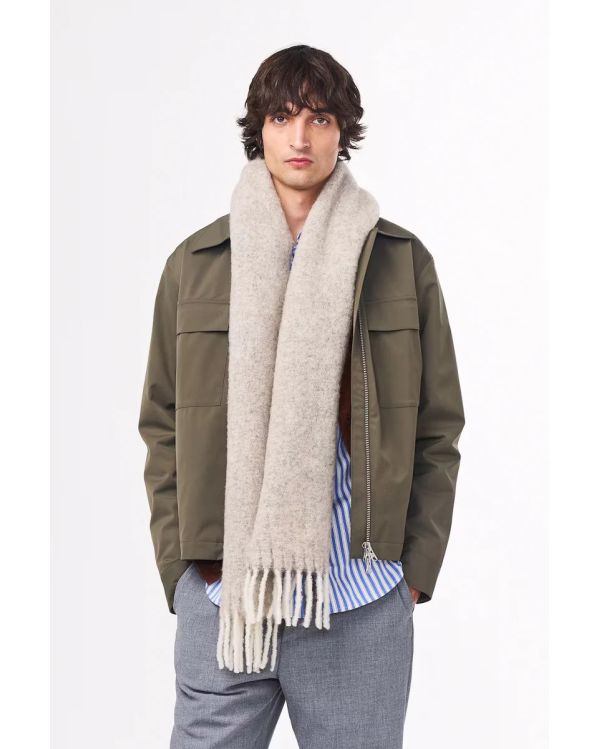 TWO ECRU MULTI WOOL BLAND SCARF