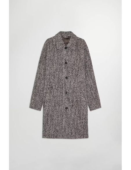 MANTEAU LAINE MÉLANGÉE FRANCO MARRON DEMITASSE