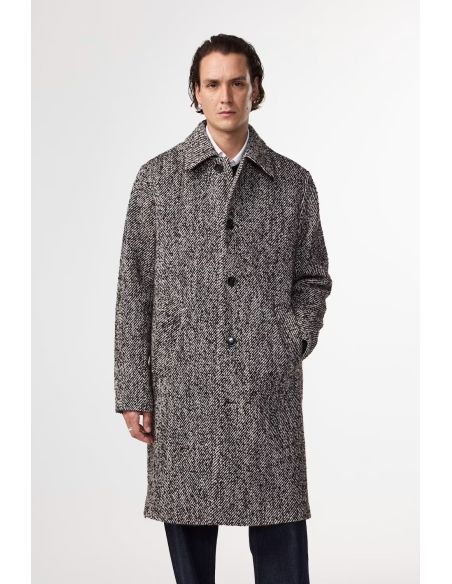 MANTEAU LAINE MÉLANGÉE FRANCO MARRON DEMITASSE