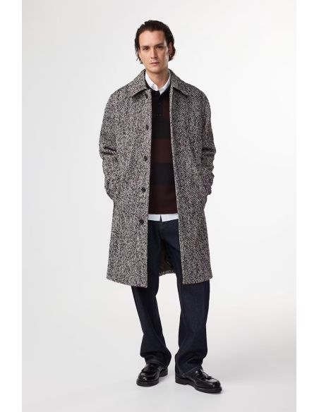 MANTEAU LAINE MÉLANGÉE FRANCO MARRON DEMITASSE