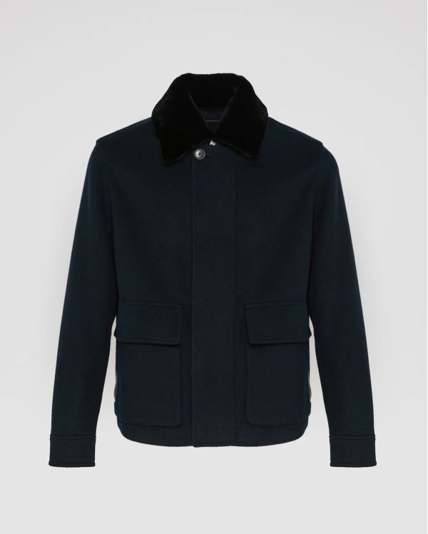 VESTE CACHEMIRE DOUBLE FACE BLEU FONCÉ