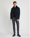 VESTE CACHEMIRE DOUBLE FACE BLEU FONCÉ