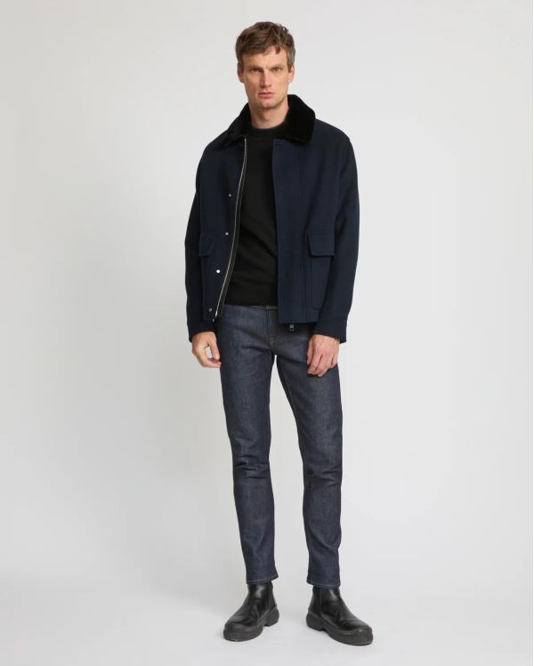 VESTE CACHEMIRE DOUBLE FACE BLEU FONCÉ