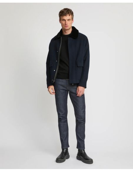 VESTE CACHEMIRE DOUBLE FACE BLEU FONCÉ