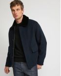 VESTE CACHEMIRE DOUBLE FACE BLEU FONCÉ