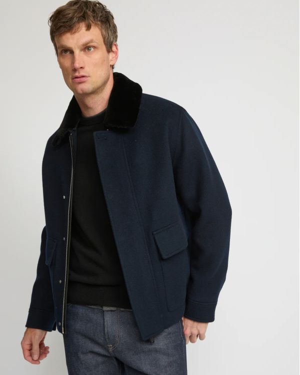 VESTE CACHEMIRE DOUBLE FACE BLEU FONCÉ 2