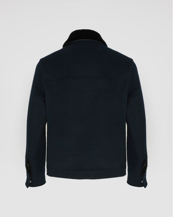 VESTE CACHEMIRE DOUBLE FACE BLEU FONCÉ