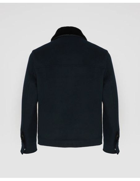 VESTE CACHEMIRE DOUBLE FACE BLEU FONCÉ