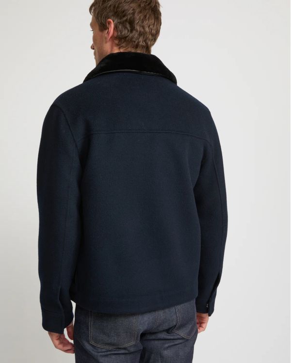 VESTE CACHEMIRE DOUBLE FACE BLEU FONCÉ