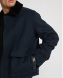 VESTE CACHEMIRE DOUBLE FACE BLEU FONCÉ