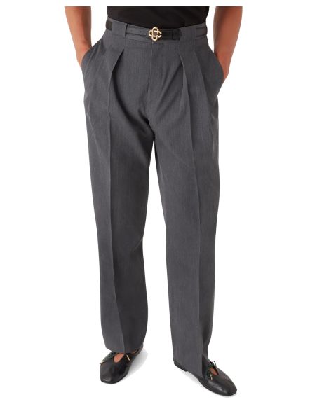 WOOL TAILORED PANTS GREY