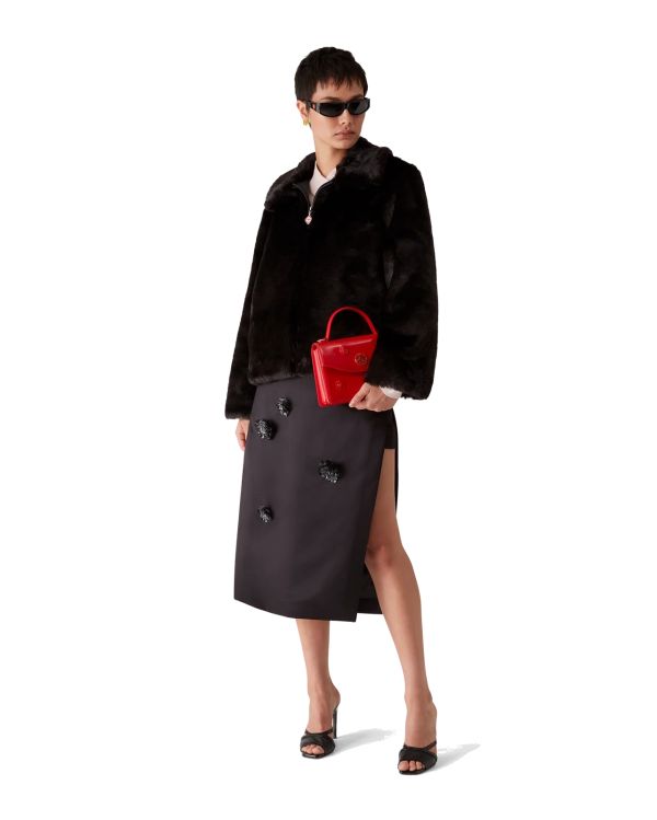 VESTE EN FAUSSE FOURRURE NOIR