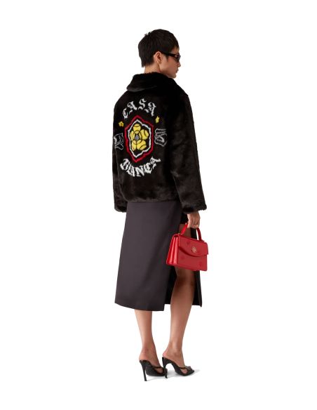 VESTE EN FAUSSE FOURRURE NOIR