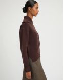 CASHMERE KNIT NECK SWEATER DARK BROWN