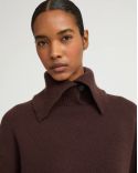 PULL À COL EN MAILLE CACHEMIRE MARRON FONCÉ