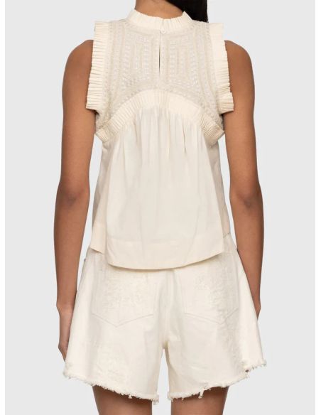 LARISSA EMBROIDERED TANK TOP CREAM