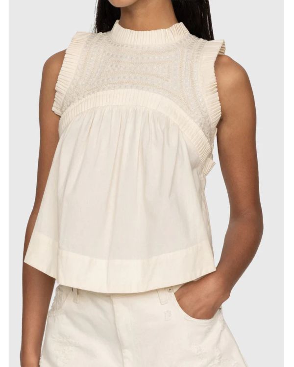 LARISSA EMBROIDERED TANK TOP CREAM
