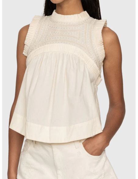 LARISSA EMBROIDERED TANK TOP CREAM