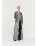 PULL TRICOT ARGYLE CACHEMIRE COL V GRIS