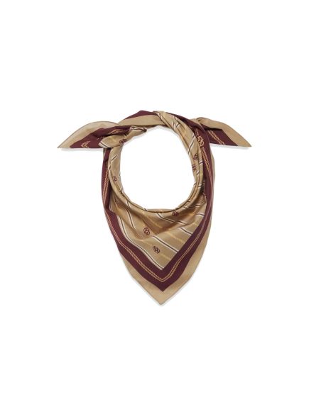 LE FOULARD RAYURE MONOGRAMME BEIGE