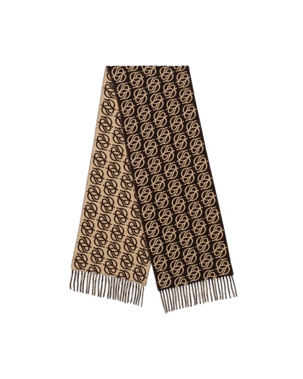 THE MONOGRAM SCARF DARK BROWN 2