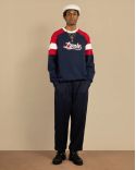 LE PANTALON À PLIS CROPPED BLEU MARINE
