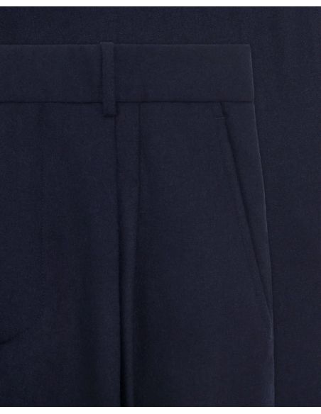 LE PANTALON À PLIS CROPPED BLEU MARINE