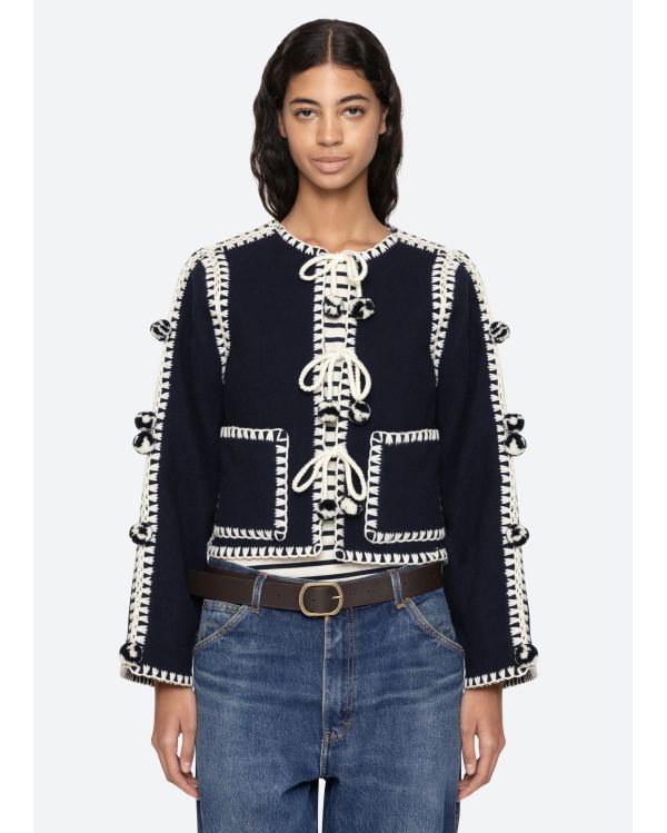 ADDISON POM POM JACKET NAVY