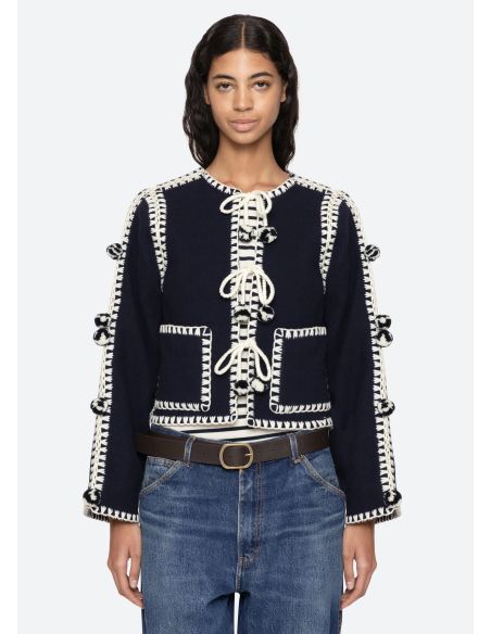 ADDISON POM POM JACKET NAVY