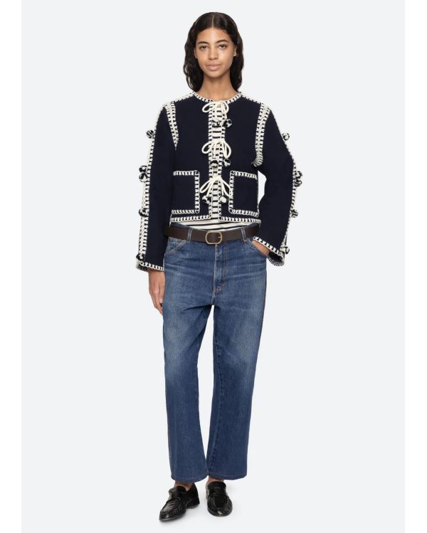 VESTE ADDISON POM POM BLEU MARINE 2