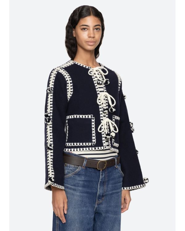 VESTE ADDISON POM POM BLEU MARINE