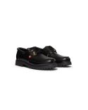 MEN'S BLACK LEATHER BOAT SHOES