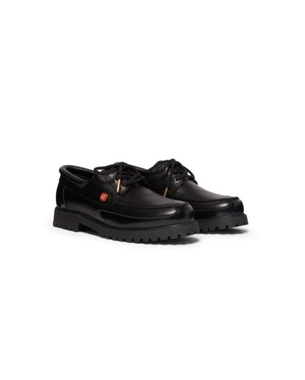 MEN'S BLACK LEATHER BOAT SHOES 2