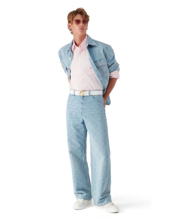 DENIM MONOGRAM RELAXED FIT JEANS BLUE