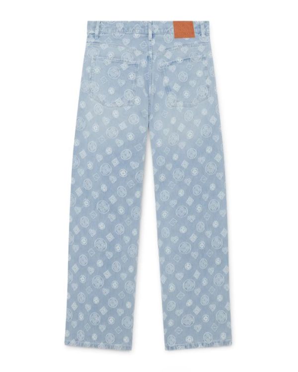 JEANS DENIM MONOGRAM RELAXED FIT BLEU