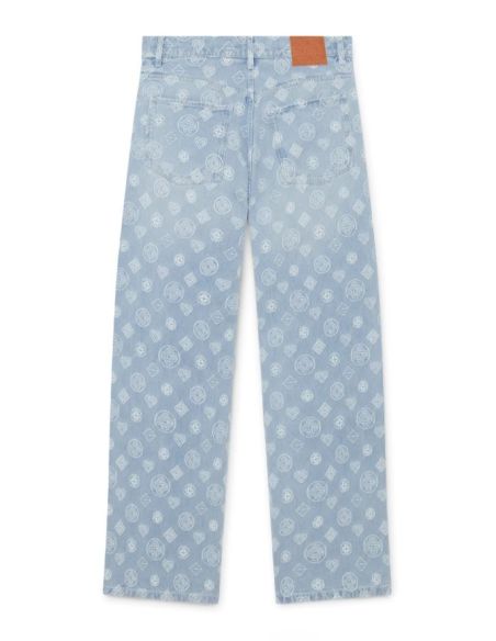 JEANS DENIM MONOGRAM RELAXED FIT BLEU