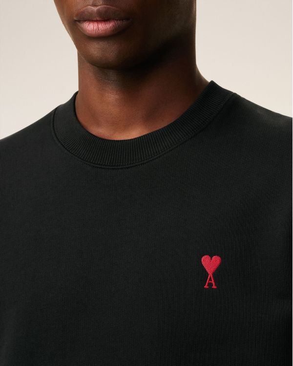 SWEATSHIRT AMI DE COEUR ROUGE MOLLETON NOIR