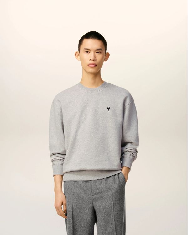 SWEATSHIRT AMI DE COEUR MOLLETON GRIS CENDRE CHINÉ