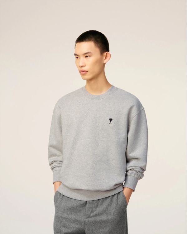 SWEATSHIRT AMI DE COEUR MOLLETON GRIS CENDRE CHINÉ