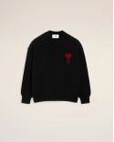 PULL COL ROND AMI DE COEUR LAINE MERINOS NOIR/ROUGE